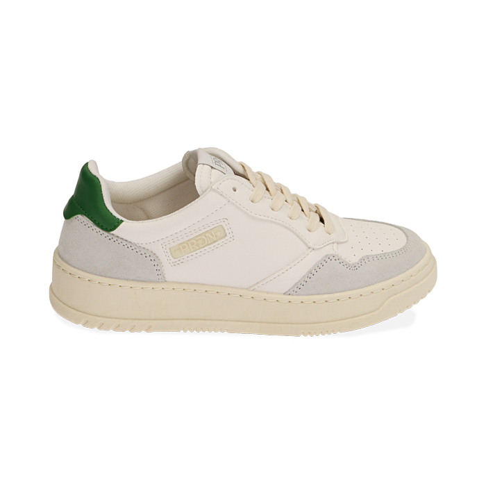 Sneakers blanc/vert, semelle 4 cm 