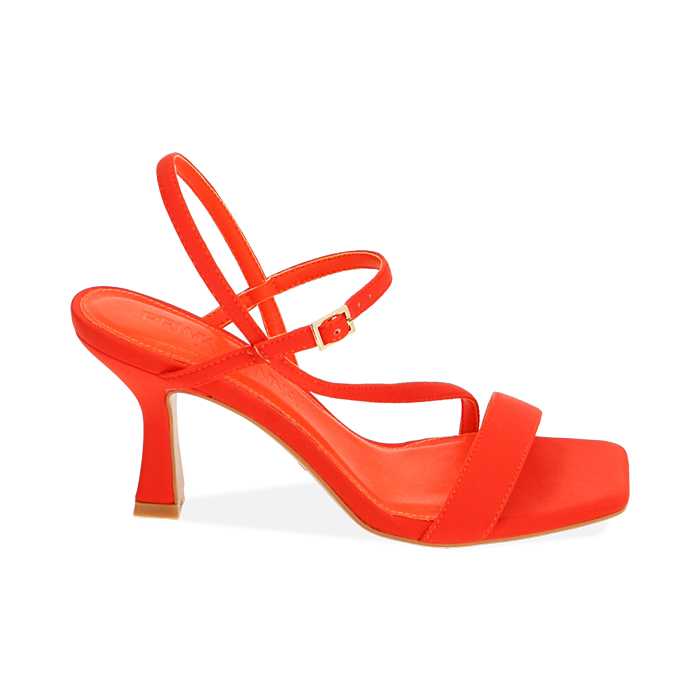 Sandali corallo in lycra, tacco 7,5 cm