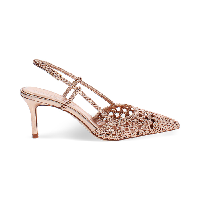 Escarpin slingback rose-dor&eacute; talon 7 cm