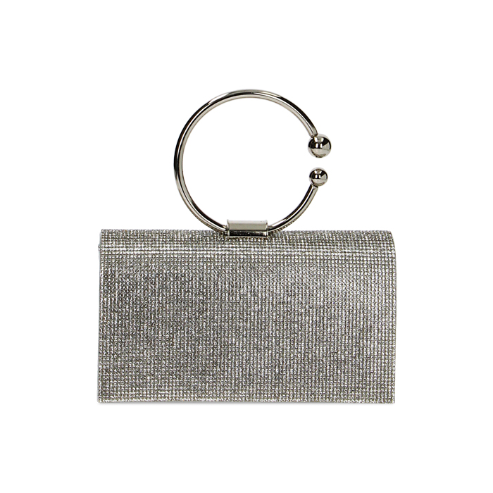Minibag argento quadrata con pietre