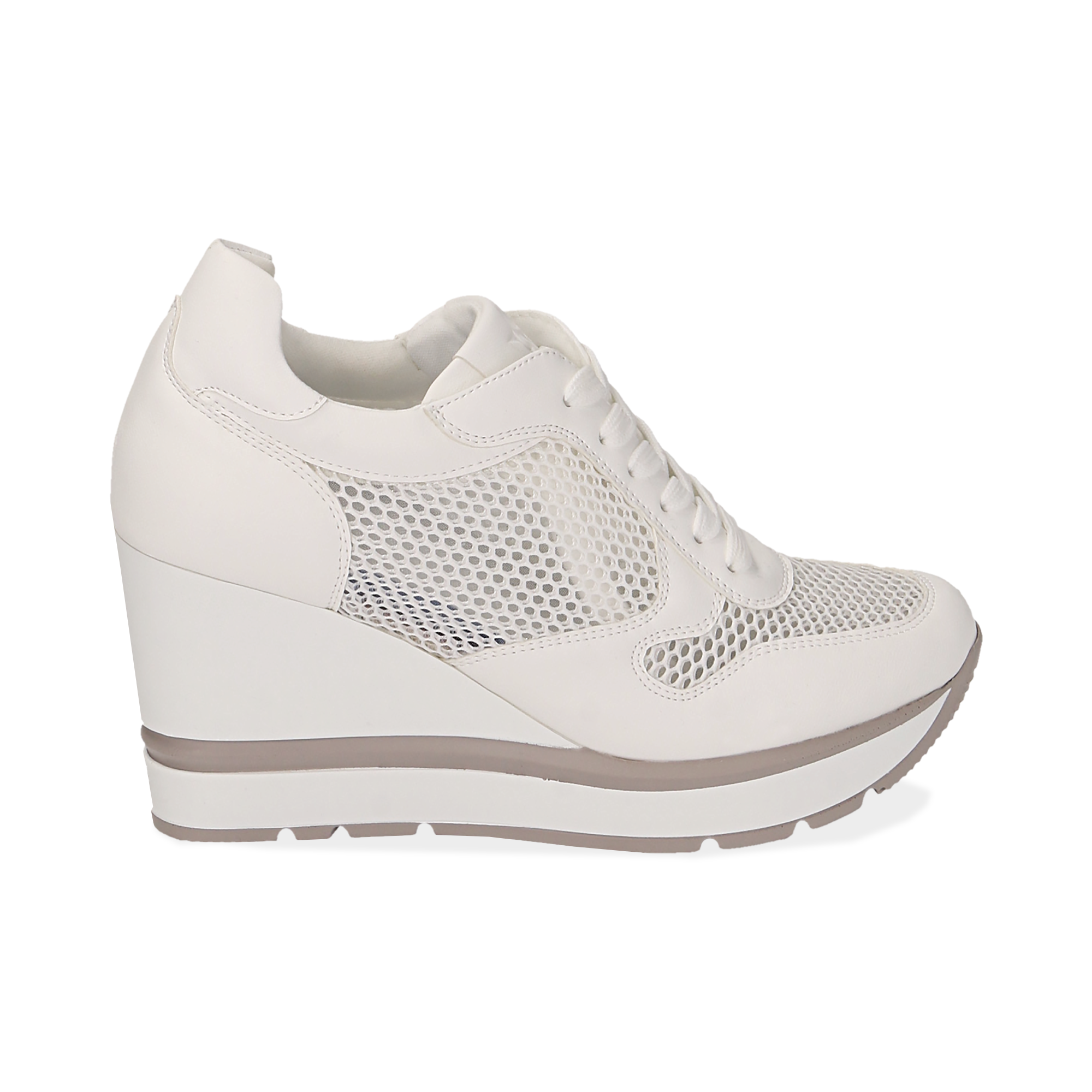 Sneakers bianche in eco-pelle con zeppa | Primadonna Collection