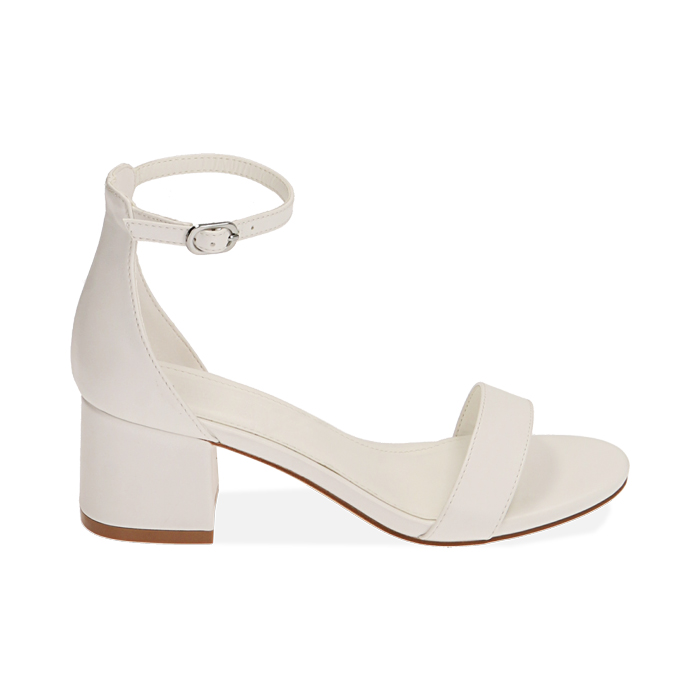 Sandali bianchi, tacco 5,5 cm