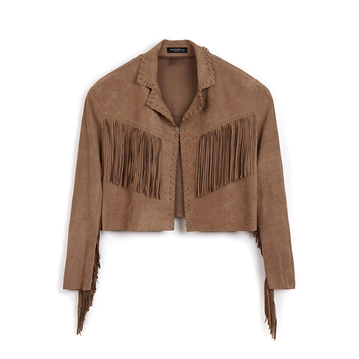 Chaquetas de microfibra camel de corte elegante
