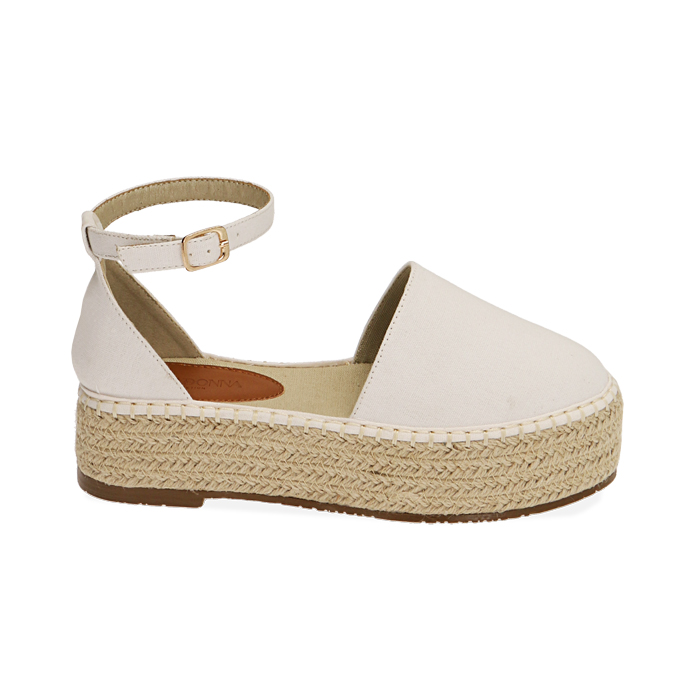 Espadrillas bianche in canvas, platform 4,5 cm