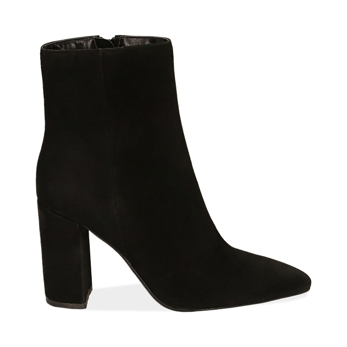 Ankle boots neri in camoscio, tacco 9 cm 