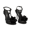 Sandalo donna nero con rosa, tacco 10 cm
