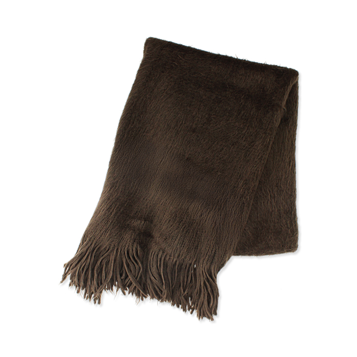 Écharpe en tissu brun foncé avec des détails uniques