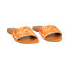 Sandaletti arancio in rafia con ricami sulla tomaia