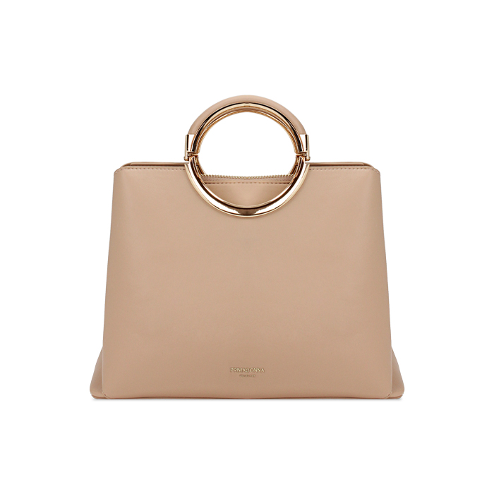 Bolso de mano beige con bandolera removible