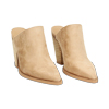 Sabot donna taupe in microfibra, tacco largo 9,5 cm