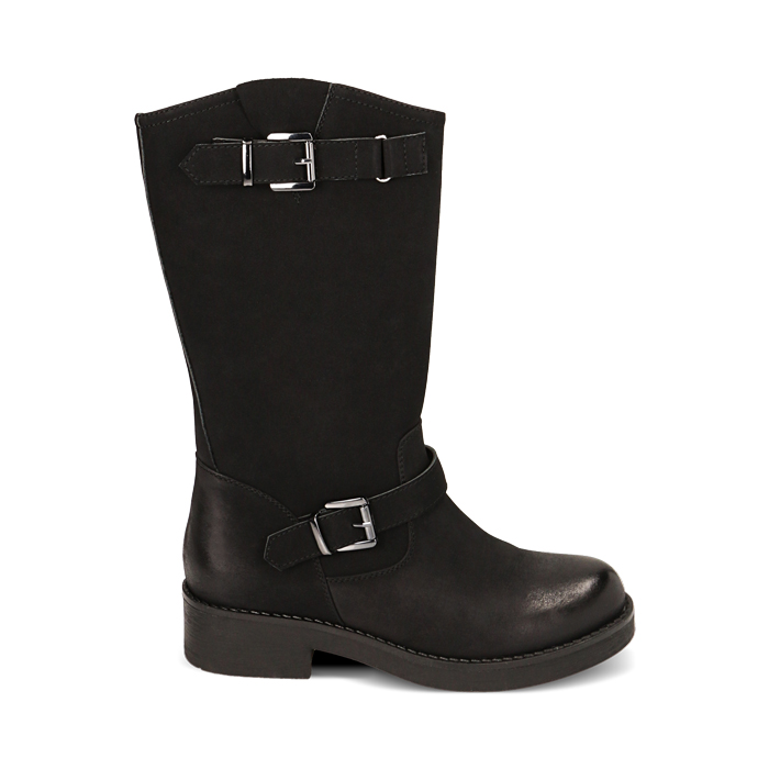 Stivaletti biker donna neri in nabuk tacco 4 2 cma Primadonna