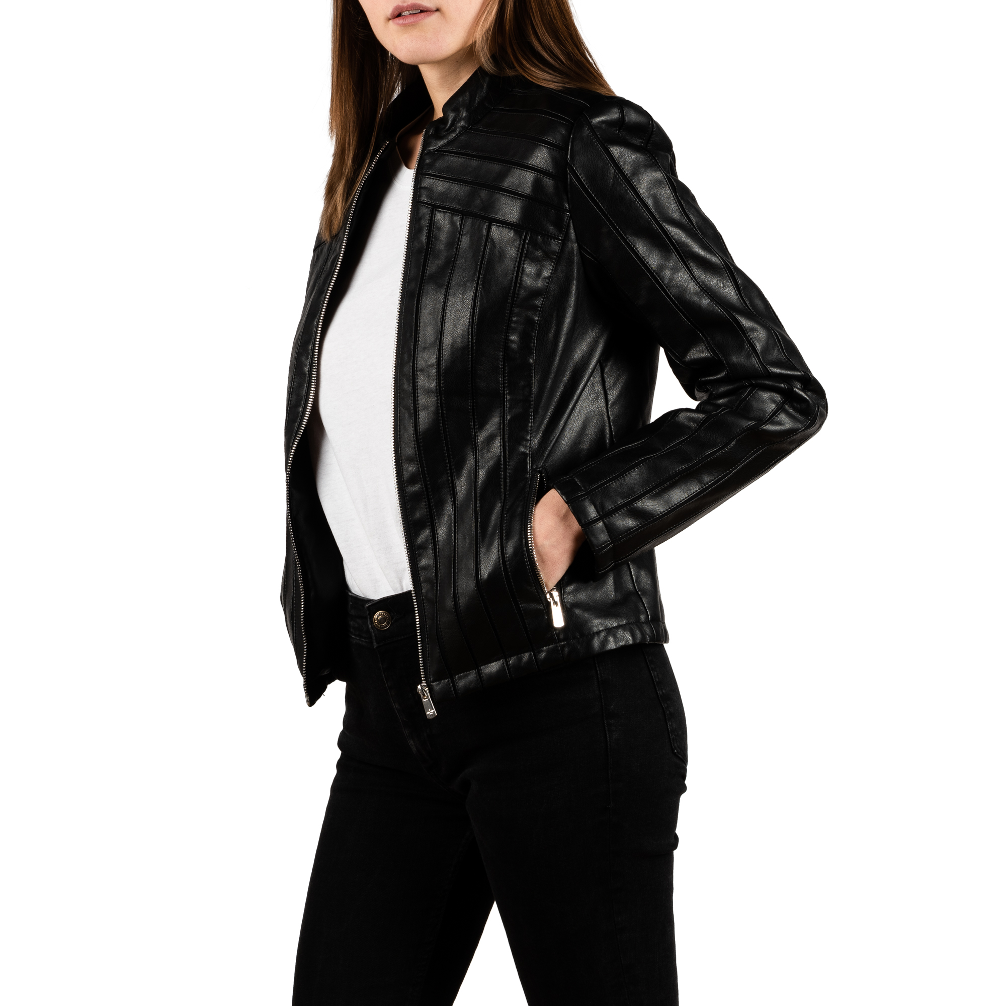 giacca in finta pelle donna