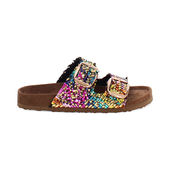 Sandali bassi da donna intrecciati multicolor