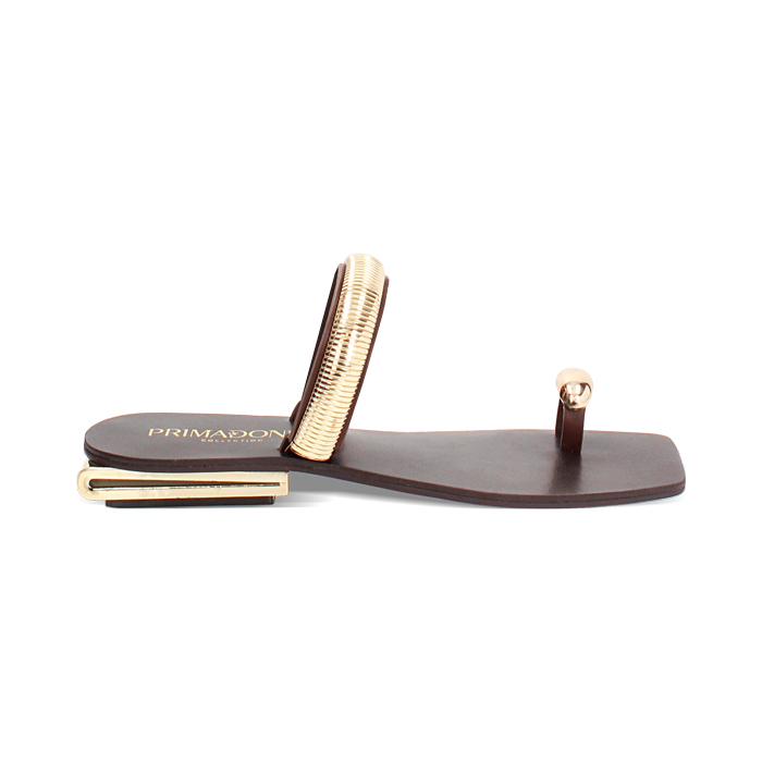 Sandales plats femme marron foncé