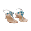 Sandale à petit talon femme argent-bleu