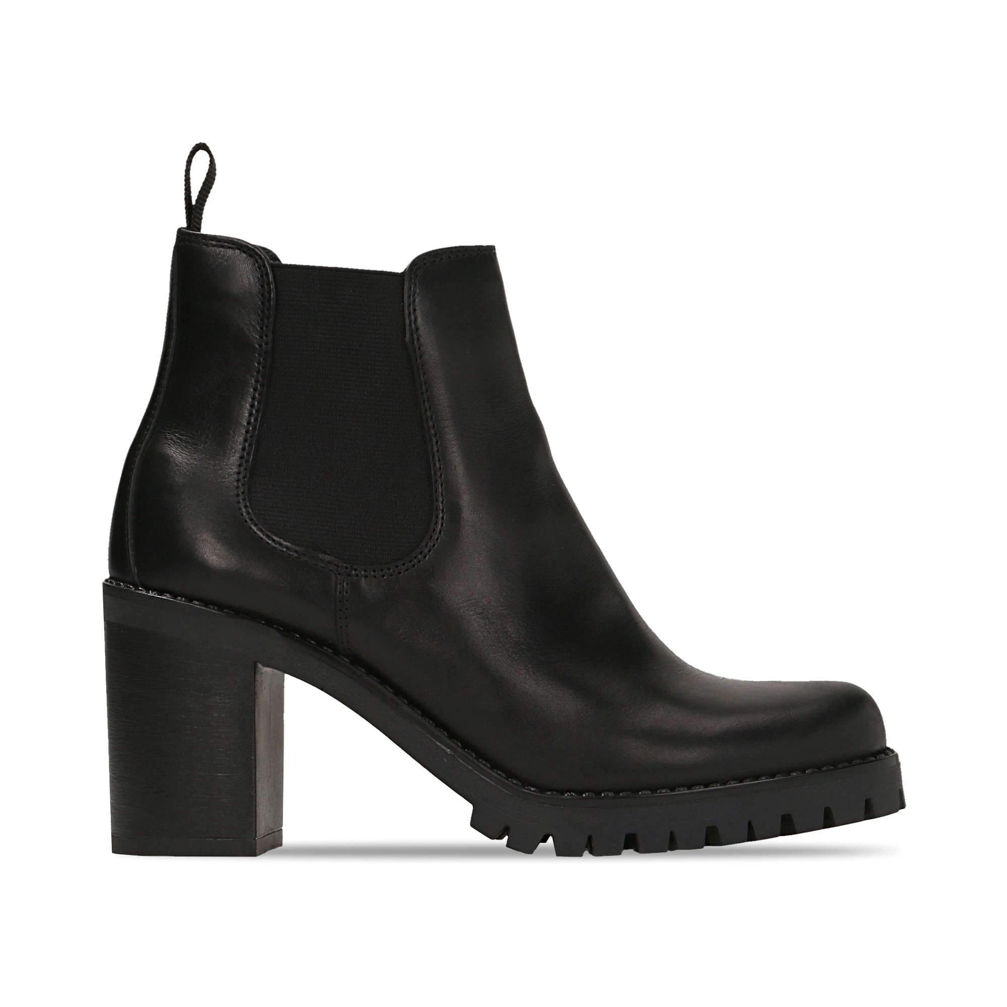 Chelsea Boots neri in vera pelle, tacco alto 7,5 cm