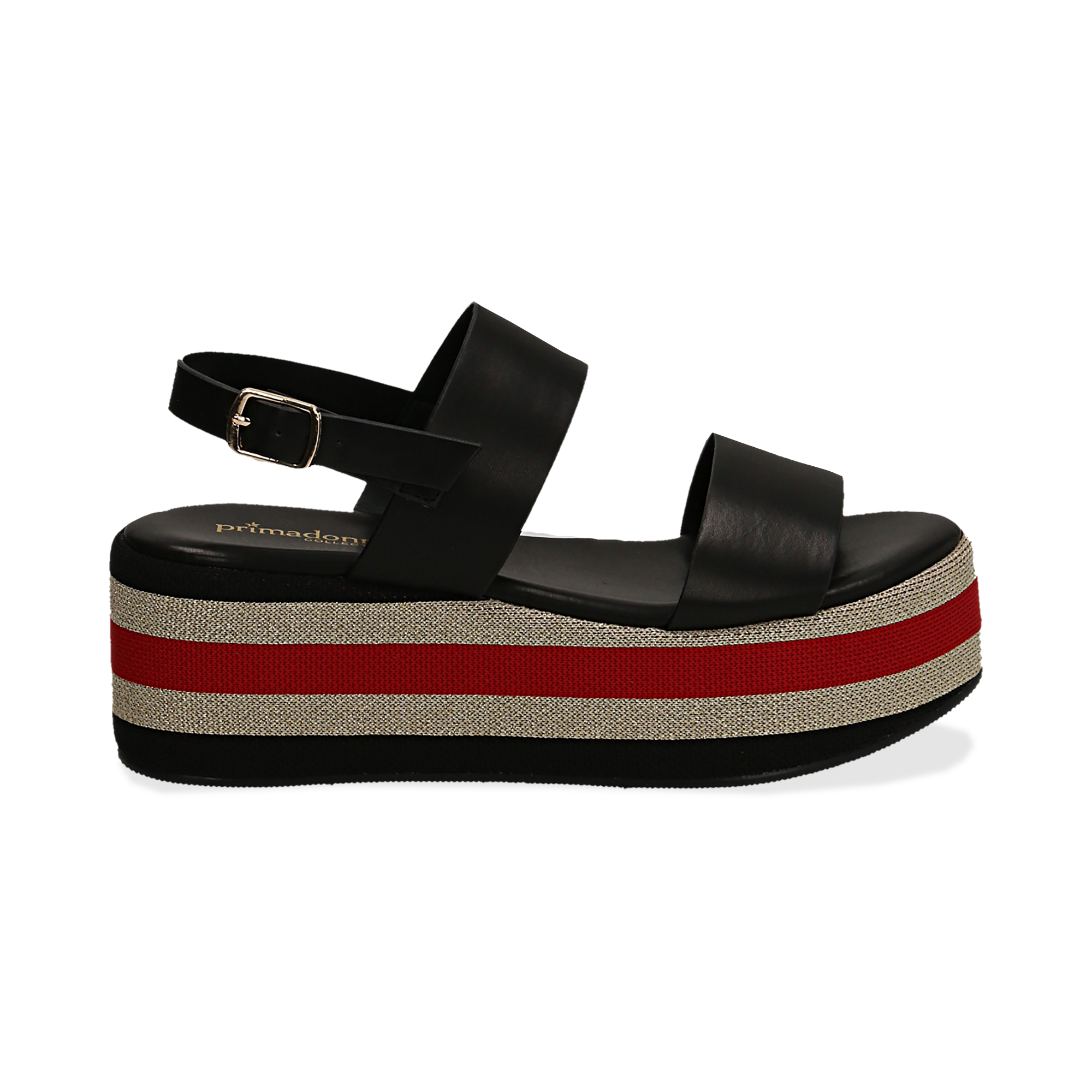 sandali con zeppa rigata