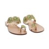 Sandali bassi donna oro con pietre verdi in laminato
