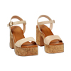 Sandali con plateau donna beige in microfibra