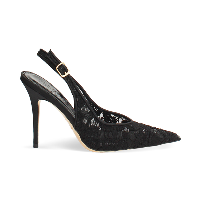 D&eacute;collet&eacute; slingback nere tacco 10,5 cm