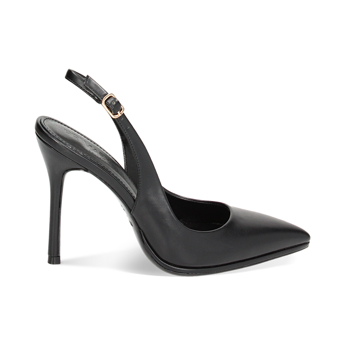 Décolleté slingback nere, tacco 10 cm