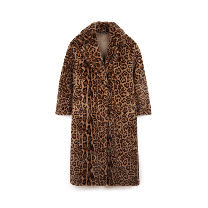 Abrigo de piel largo de leopardo para mujer