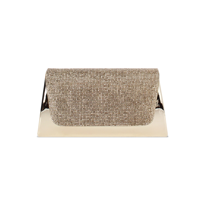 Pochette femme or miroir avec pierres