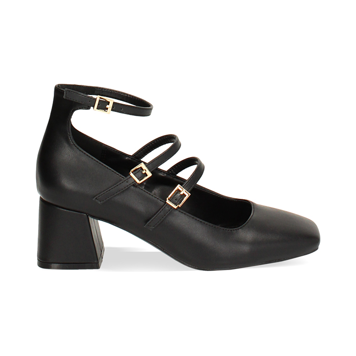 NINE WEST Janky Scarpe Décolleté Donna | Punta Quadrata, Tacco A Blocco 8 Cm | Cinturino Caviglia Regolabile | Eleganza Moderna, Nero 001, 41 EU