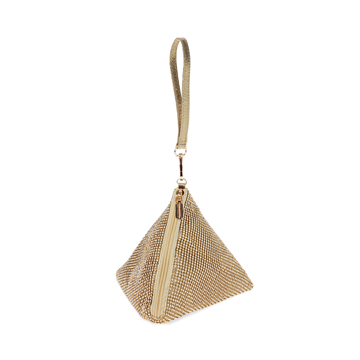 Mini bolso mujer oro en laminado con piedras