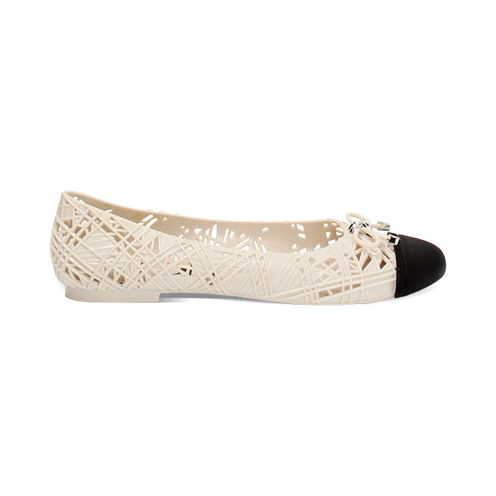 Sandali mare donna panna neri in PVC