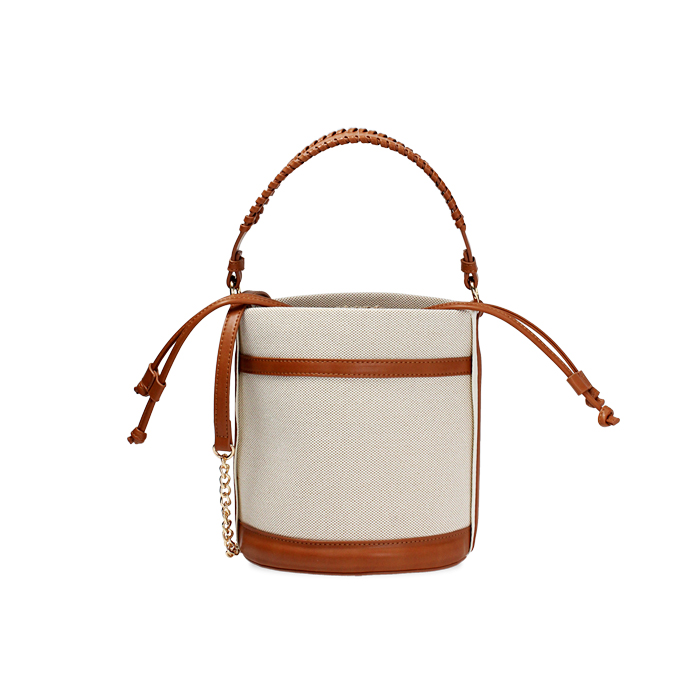Mini bag donna beige in canvas a cilidro