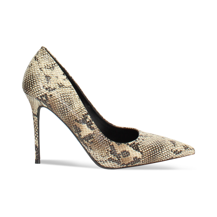 Escarpin beige effet python avec talon de 10 cm