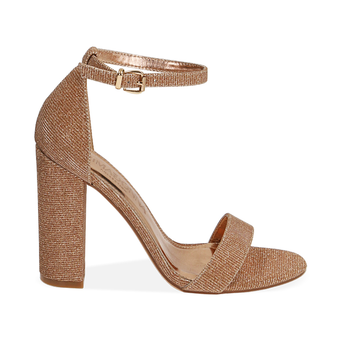 Sandali oro rosa shop tacco largo