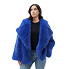 Cappotto in pelo sintetico blu cobalto a manica lunga