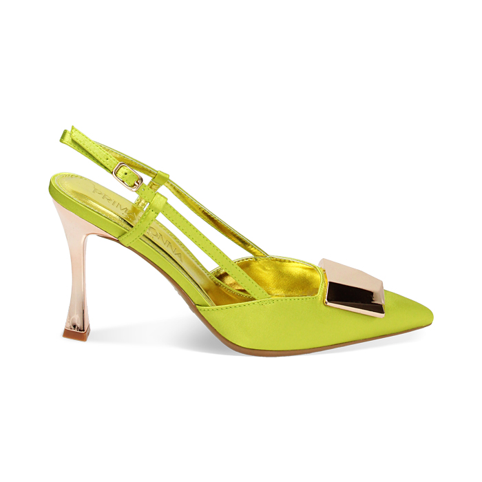 Décolleté slingback cedro in raso, tacco 9,5 cm