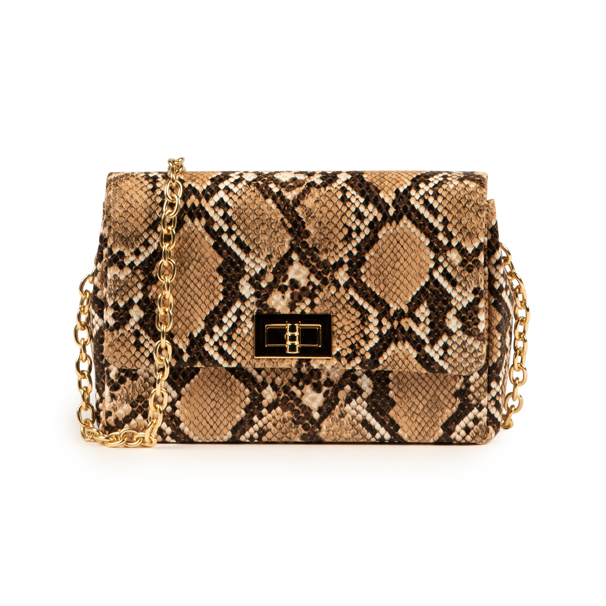 Tracolla beige in eco-pelle snake print | Primadonna Collection