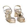 Sandalo donna oro da sera, tacco largo 7,5 cm