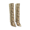Stivali beige con stampa pitone, tacco 10,7 cm