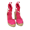 Espadrillas fucsia in raso, zeppa 10 cm