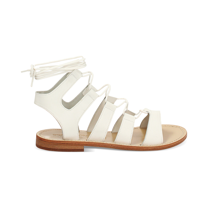 Sandalias bajas de mujer blancas en vacchetta