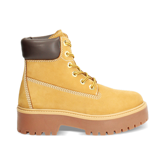 Polacchino giallo in nabuk con tacco 4,8 cm