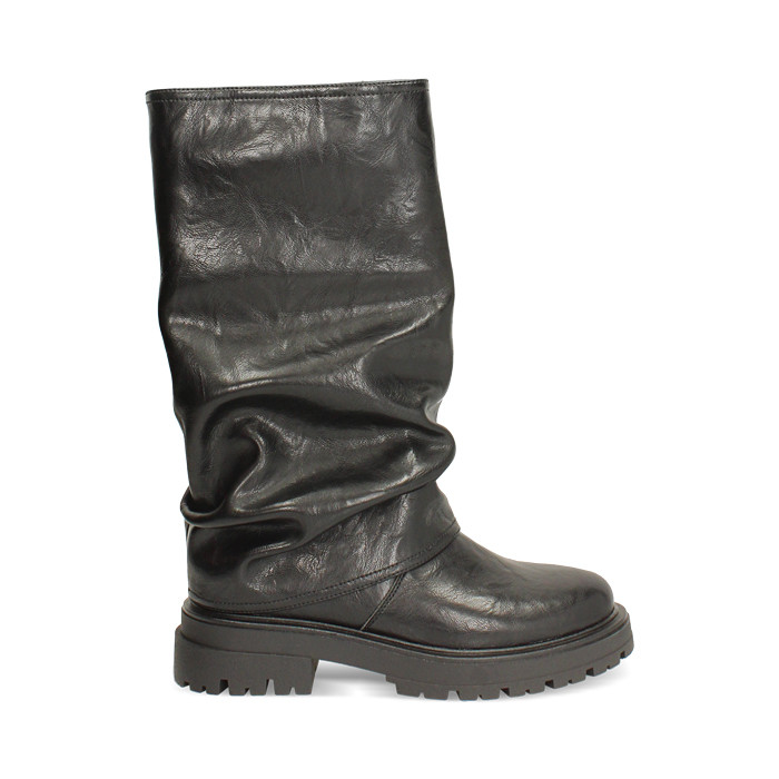 Boots motard noir avec talon de 4,7 cm pour femme
