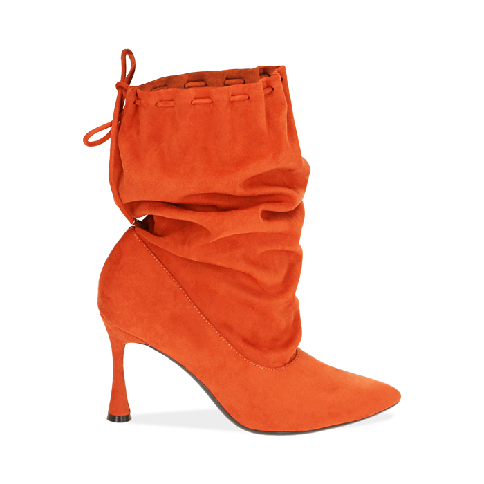 Ankle boots arancio in microfibra, 8,5 cm 