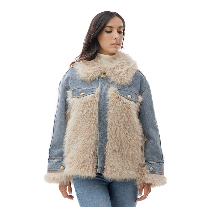 Pelliccia Giubbino Donna Jeans Clearance Giacca Giacca Jeans Con